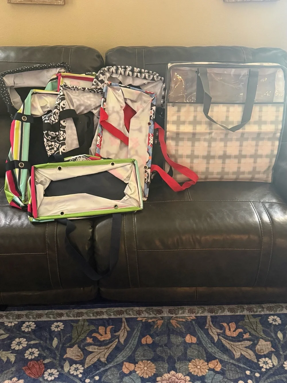 Thirty-one Pale Pink Plaid Utility Storage Tote
